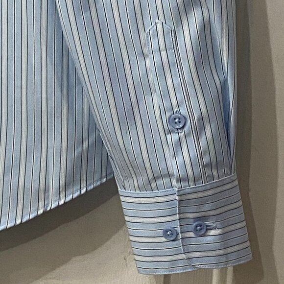 NWT Worthington No-Iron Sz 6 Womens Blouse Shirt Long Sleeve Striped Blue/White - Picture 6 of 10